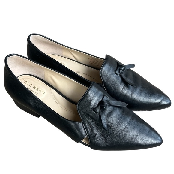 Cole Haan Viola Skimmer Pointed Toe Black Leather Loafers Size 6 - Picture 1 of 12